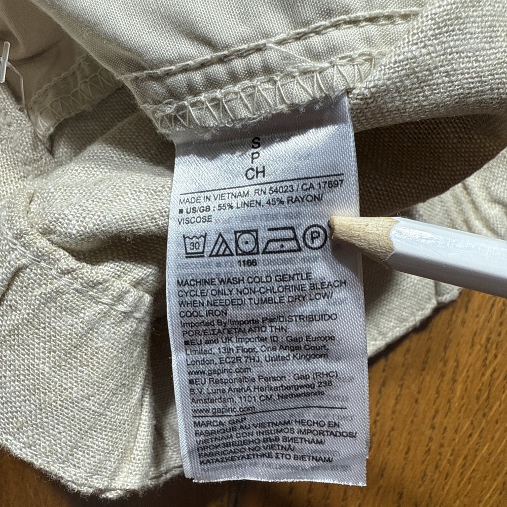 Gap Linen Blend Cargo Pull On Wide Leg Pants‎ Small Tall Flax Linen Drawstrings - Picture 7 of 9
